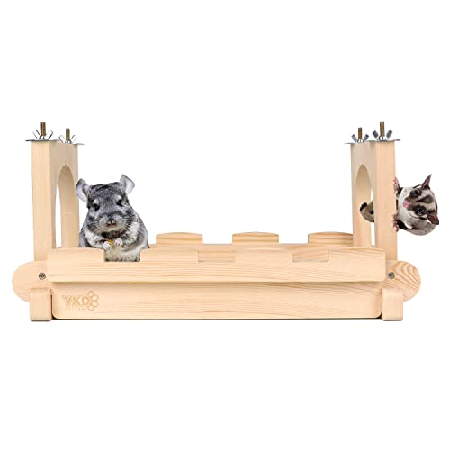 YKD Chinchilla Wood Suspension Bridge and 3Pcs Chinchilla Wooden Platform Bundle Suit