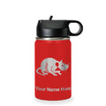 LaserGram Personalized 12oz Water Bottle, Rat (Red) | Engraved Gift, Vacuum Insulated Stainless Steel, Flip-Top Straw Lid, Laser Engraved With Your Name - color: Red, size: 12 Ounces