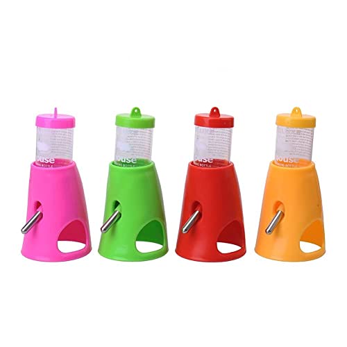 Litewoo 2 in 1 Hamster Water Bottle, Automatic Drinker and Cabin Fits Syrian Dwarf Hamster Mouse Gerbil Mice Chinchilla Small Animal (Pink) - color: Pink