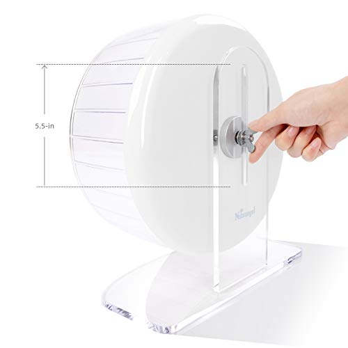 Niteangel Super-Silent Hamster Exercise Wheels: Quiet 11 inch Running Wheel | Can 11.6-15.4" Adjustable Height - No Bend Back Spinner Running for Dwarf Syrian Hamster Gerbils Mice Or Other Small Animal - color: White, size: Large
