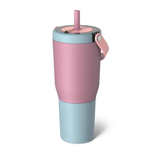 BrüMate Resa 35oz 100% Leakproof Travel Tumbler with Handle & Straw | Flexible SoftSip Straw | Silicone Sleeve for Durability | Stainless Steel | Cup Holder & Travel Friendly Water Bottle | (Eclipse) - color: Eclipse, size: 35 oz