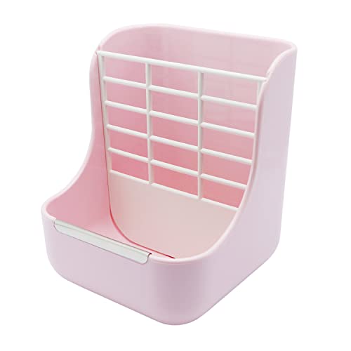 Litewoo Rabbit Hay Feeder Food Bowl Feeding Rack for Small Animal Guinea Pig Chinchilla Bunny Cage Accessories | Bunny food bowl & hay rack, durable plastic, chew-resistant, for small animal/chinchilla/cage, 5.9x6.7x7.09in, easy to clean - color: Pink