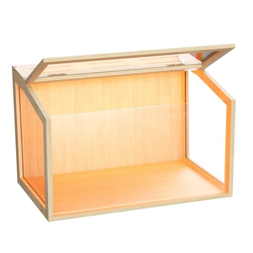 Hamster Cage: 24inch Wooden Small Animal Cage with Warm Light | Clear Chewy Proof Hamster House with Openable Breathable Top - size: 23.6"L x 15.8"W x 15.8"H