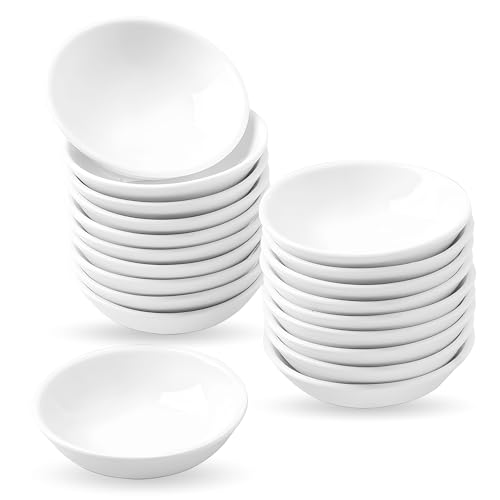 UIBFCWN 20 Pack Ceramic Dipping Bowls, 3 Inch Dipping Sauce Bowls/Dishes, 1.2 oz Soy Sauce Dish, Asian Dipping Dishes for Ketchup, BBQ, Side Dish, Sushi, Condiments, Appetizer - color: Round, size: 20 Pack