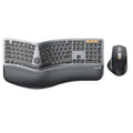 ProtoArc EKM01 Plus Wireless Ergonomic Keyboard Mouse Combo - Gray Black | Full-size Split Keyboard with Cushioned Wrist Rest, Ergonomic Mouse, 3-Device Bluetooth/2.4G, USB-C Rechargeable - color: Gray and Black