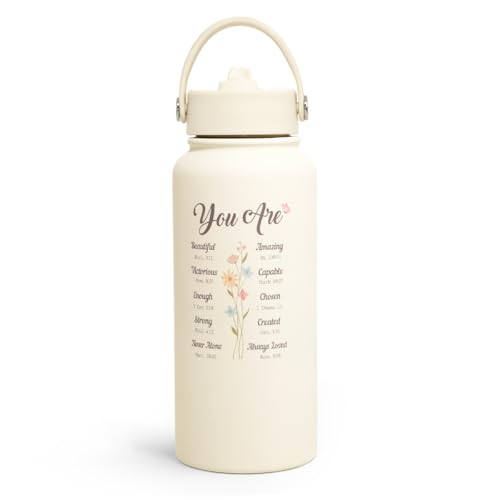 Christian Gifts for Women, Inspiration Water Bottle 32oz Stainless Steel Insulated with Lid, Religious Gifts for Mom Friends Ladies on Birthday Mother's Day Christmas - color: Christian 2