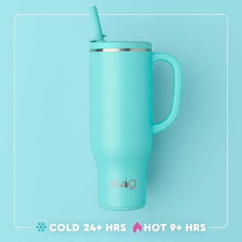 Swig Life 30oz Leakproof To-Go Tumbler with Handle, Cherry Pop | Leakproof Lid - Triple Insulated Stainless Steel - Handle & Straw Included - Cup Holder Friendly - Dishwasher Safe - color: Cherry Pop, size: 30 Ounces