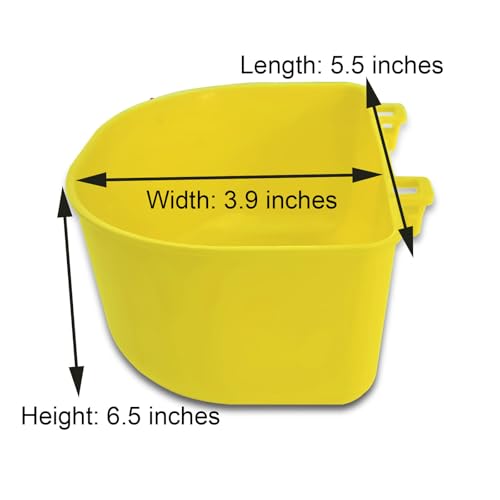Pet Feeder Bowl, 25oz Pink Plastic Cage Mounted Container for Birds and Small Animals, Indoor Outdoor Use with Wire Mesh Attachment (10, Yellow) - color: YELLOW