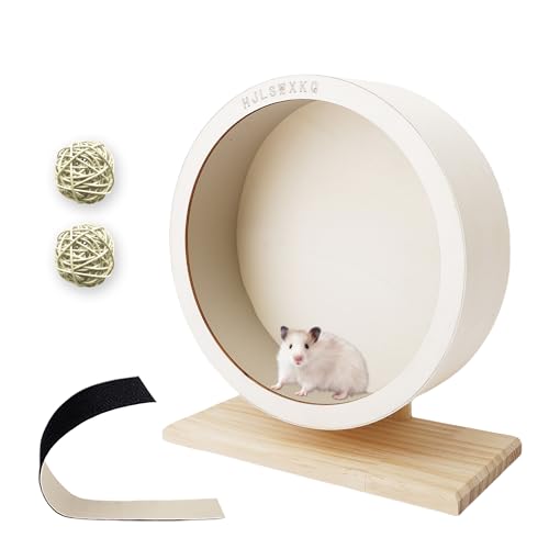 6.6in Silent Hamster Wheel with Removable Track(6.6in) | Wooden Exercise Wheel with 2 Natural Chew Toys, Quiet Spinner for Gerbils, Mice, Hamsters,Mouse,Syrian Hamster - size: 6.6in