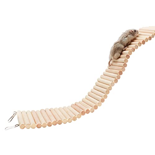 Rat Ladder Bridge, Wooden Hamster Climbing Ladder Toy, Small Animals Cage Accessories for Bird Parrot Hamster Mouse Rat Sugar Glider Hermit Crab Sugar Glider Chinchilla(23.62x3.14 Inches) - color: Pine Wood