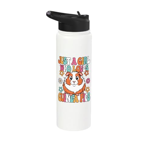 Just A Girl Who Loves Guinea Pigs Cute Groovy Girls Kids Stainless Steel Insulated Water Bottle - color: White