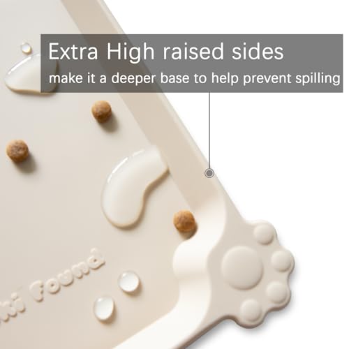 Hoki Found L Silicone Non Slip Pet Dog Cat Bowl Mats - Waterproof Dog Cat Food Mats for Carpet - PapayaWhip - color: PapayaWhip, size: 22" x 14"