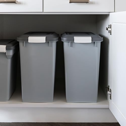 IRIS USA Dog Food Storage Container, 2-Pack, Up to 30 lbs, Gray/Dark Gray | Made in the USA, Comes w/ Wheels & 2-Cup Scoop, Airtight Seal, BPA-Free, Bird Seed, Cat food, Cat Litter, Multi-Pet Household - color: Dark Gray, size: 30 lbs - 2 Pack