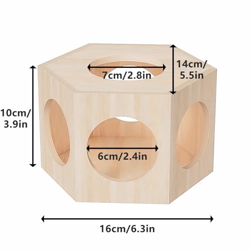 Dwarf Hamster Hideout – Versatile Wooden House for Small Animals, Gecko, Lizard & Rat Hideout, Smoothly Polished, Ideal for Bedroom or Granary