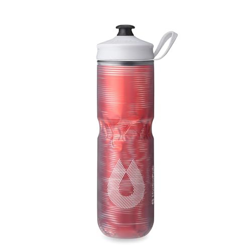 HydraPak Polar Sport Insulated Water Bottle (24oz, Pulse Red) | High Flow, BPA Free, Tri-Layer Insulation, Leakproof, Dash Handle, Easy Squeeze, Self-Sealing Cap, for Sports - color: Pulse Red, style: 24oz/700ml