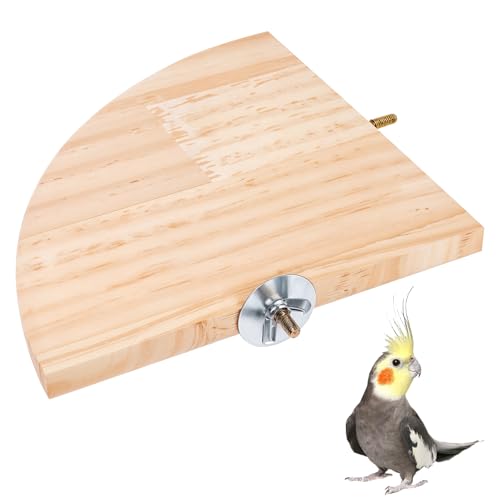 Bird Perch Platform Stand Wooden Parrot Perch Corner 6.7 Inches Fan Shape Playground Cage Accessories Parrot Stand Flat Perches for Bird Cages Corner Shelf for Birds Parrots Hamster Gerbil