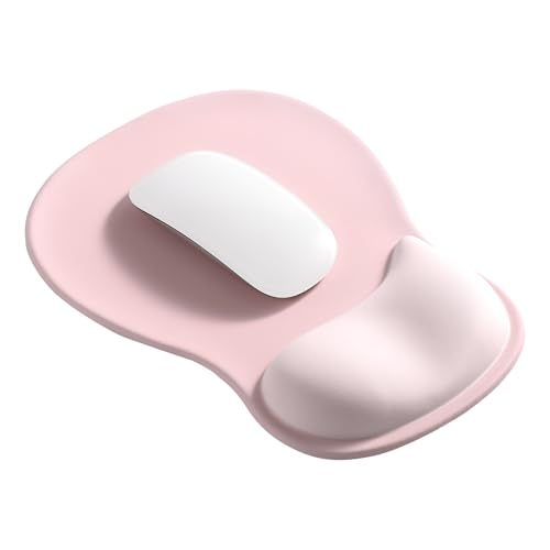 EooCoo Mouse Pad with Gel Wrist Rest, Ergonomic Mousepad Wrist Alignment | Middle Concave Design for Natural Wrist Alignment, Non-Slip Base Mousepad, Carpal Tunnel Relief, Office Desk Accessories - color: Gradient Pink