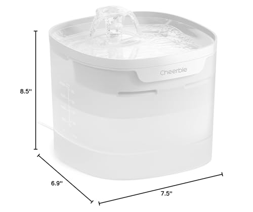 Cheerble Pumpless Cat Water Fountain, 2L/67oz Automatic Pet Fountain, Elfin E1 Lite Cat Fountain for Drinking, MagDrive™ Technology, Continuous Flow Mode, BPA-Free (White, E1 Lite) - color: White, size: E1 Lite Fountain