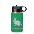 LaserGram Personalized 12oz Water Bottle, Rabbit (Green) | Engraved Gift, Vacuum Insulated Stainless Steel, Flip-Top Straw Lid, Laser Engraved With Your Name - color: Green, size: 12 Ounces