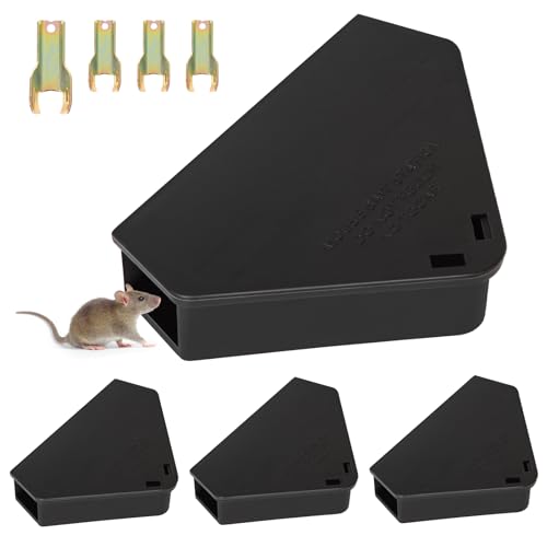 Mouse Station with Keys Black 4 Pack, Key Required Mouse Stations, Mice Stations, Keeps Children and Pets Safe Indoor & Outdoor - color: Black, size: 4 pack