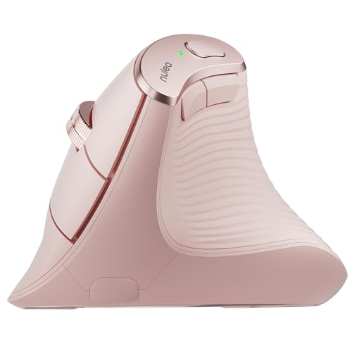 Nulea M510 Vertical Mouse Wireless, Ergonomic Mouse for Comfy Tracking, 3 Adjustable DPI (800-1200-1600), 2.4G Wireless Vertical Mouse with 6 Buttons, Compatible with Windows, Mac OS, Laptop, PC,Pink | 2.4G Rechargeable Mouse,Long Battery Life, Lightweigh