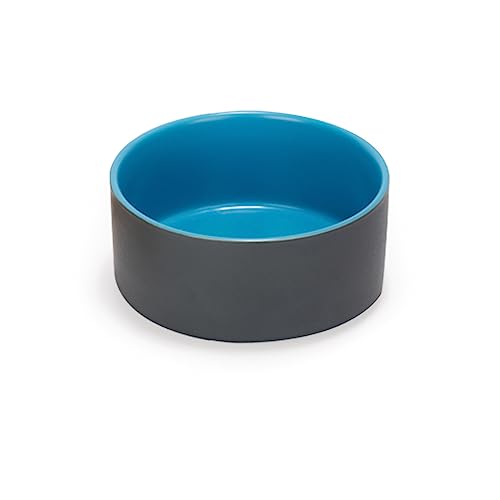 SPUNKYJUNKY 13.5OZ Ceramic Dog and Cat Bowl, Modern Cute Weighted Food Water Bowl for Replacement Blue-Grey (2 Pack) - color: Blue-grey, size: 1.7 CUPS × 2