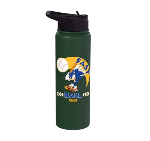 Sonic the Hedgehog - Sonic Fast Ball Stainless Steel Insulated Water Bottle - color: Dark Green