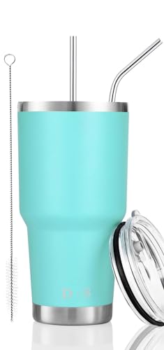 D·S 30oz Mint Tumbler Double Wall Vacuum Insulated Travel Coffee Mug | Double Wall Vacuum Suit Cold and Hot Drink Fits in standard car cup holders With Splash-Proof Lid - color: Mint