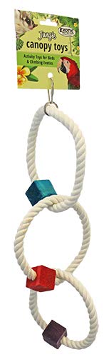 Tri-Hoop - Hanging Round Multi-Level Rope Perch Swing Cage Accessory Toy - Sugar Gliders, Degus, Marmosets, Squirrels, Monkeys, Parrots, Birds, Rats & Other Small Pets
