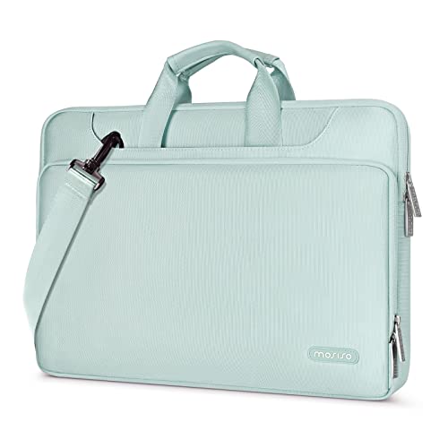 MOSISO 360 Protective Laptop Bag 13.3 inch, 13-14 inch Computer Bag | Compatible with MacBook Air 13 inch/Pro 13 /Pro 14, HP,Dell,Notebook, Laptop Carrying Case with Strap&Handle, Mint Green - color: Mint Green, size: 13.3 inch