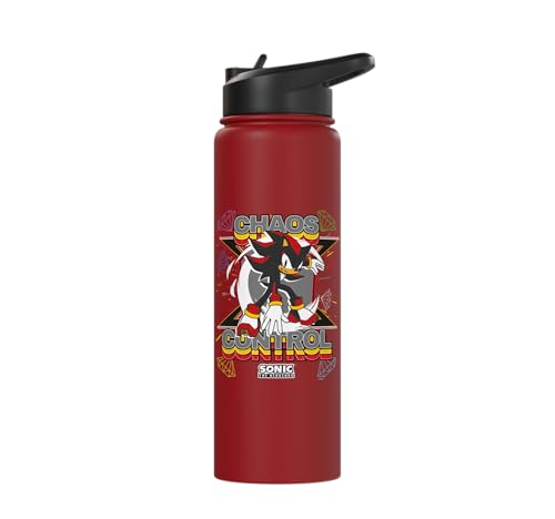 Sonic the Hedgehog - Shadow the Hedgehog "Chaos Control" Stainless Steel Insulated Water Bottle - color: Red