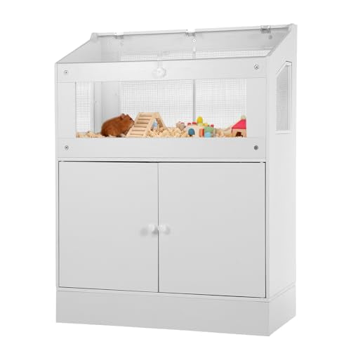 GarveeLife Hamster Cage with Storage Cabinet, Guinea Pig Cage for Small Animals,Large Hamster Cage with Easy View Acrylic Panels,for Rat, Guinea Pig, Hedgehog, Gerbil | Guinea Pig Cage for Small Animals,Large Hamster Cage for Rat, Guinea Pig, Hedgehog, Ge