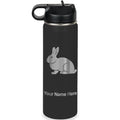 LaserGram Personalized 20oz Water Bottle, Rabbit (Black) | Engraved Gift, Vacuum Insulated Stainless Steel, Flip-Top Straw Lid, Laser Engraved With Your Name - color: Black, size: 20 Ounces