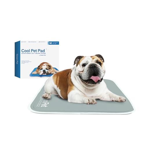 The Green Pet Shop Cool Pet Pad - Medium, Sage Grey - Self-Cooling, Pressure Activated Mat for Dogs & Cats from 21-45 lbs - Non-Toxic Gel, No Water Needed - color: Sage Grey, size: Medium