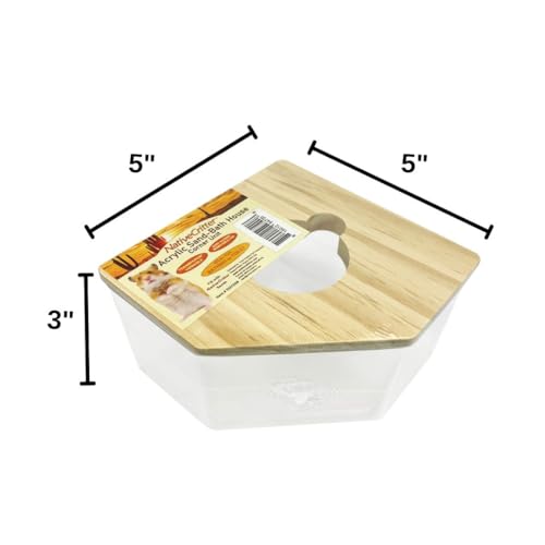 Exotic Nutrition Acrylic Sand Bath House - Fun & Unique Cage Accessory for Hamsters, Gerbils, Chinchillas, and Degus (Corner) - size: Corner