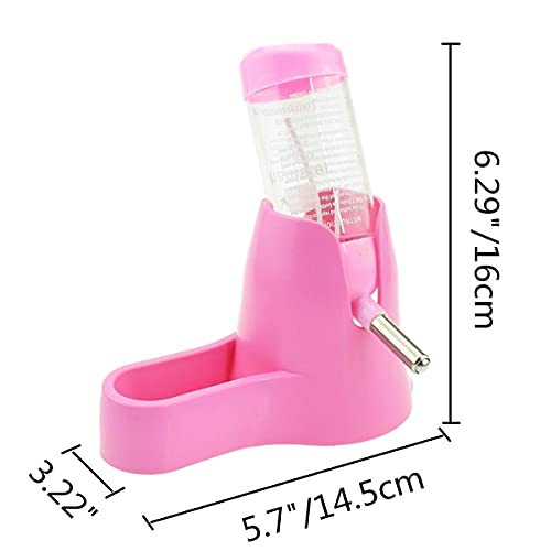 3 in 1 Hamster Water Bottle + Flying Saucer Exercise Wheel for Dwarf Hamster Mouse Rat Hedgehog (Pink, 80ml)