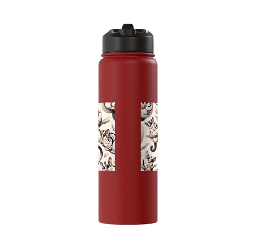 Beautiful Sugar Glider Pattern Aesthetic Sugar Gliders Stainless Steel Insulated Water Bottle - color: Red