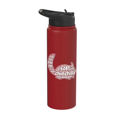 Chinchilla Word Cloud Pet Animal Funny Chinchillas Stainless Steel Insulated Water Bottle - color: Red
