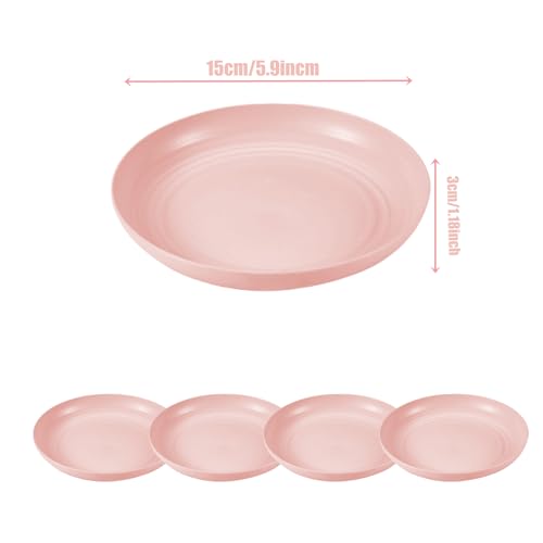 Cat Food Bowl Set Shallow Plastic Whisker Free Flat Wet Food Dishes | Flat shallow plastic cat food bowls, whisker fatigue-free for wet food, suitable for cats dogs small animals - color: 4 pcs pink