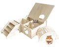 Kathson Multi-Chamber Hamster Tunnel House Maze: 2 Entrance 6 Rooms Hideout | Multichamber Hamster Hide with Cover,Mice House Tunnel Exploring Toy for Dwarf Hamsters, Gerbils,Small Animals - color: 4-Chamber Hamster Maze