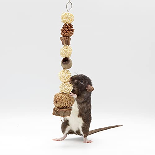 Treetop Tower - Natural Wood Hanging Chew Toy Cage Accessory - for Hedgehogs, Chinchillas, Rabbits, Guinea Pigs, Degus, Hamsters, Rats & Other Small Pets