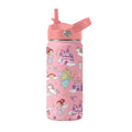 Castle 16 oz Water Bottle with Straw – Kid Stainless Steel Vacuum Insulated Cup, Leakproof Straw Lid, Reusable Travel Mug for Girls Outdoor Sports - color: Castle1
