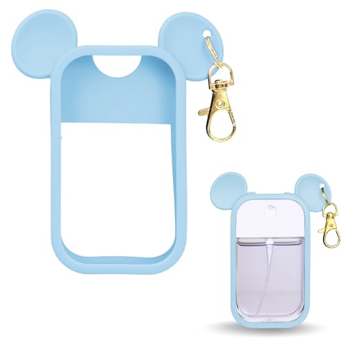 Mouse Design Silicone Case Compatible with Touchland Hand Sanitizer Spray 1 fl oz, Silicone Protective Case Holder with Keychain for Power Mist and Glow Mist, Blue - color: Blue