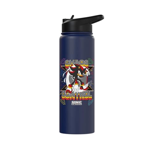 Sonic the Hedgehog - Shadow the Hedgehog "Chaos Control" Stainless Steel Insulated Water Bottle - color: Navy Blue