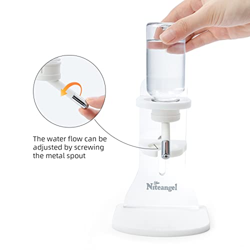 Niteangel Hamster Water Bottle with Stand: 4oz/120ml Capacity & Leak-Proof | Adjustable Height - Far Away Cage Mess & Wet Bedding Water Dispenser for Syrian Dwarf Hamster Gerbils Mice Rat Or Small Pets - color: Transparent
