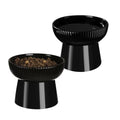Ceramic Elevated Cat Bowls-Water Bowl, 15° Tilted Design, Anti-Vomiting & Spine Protection, Prevent Whisker Fatigue for Kittens to Adult Cats and Small Dogs (Black-Elevated Cat Bowls-2) - color: Black-Elevated Cat Bowls-2