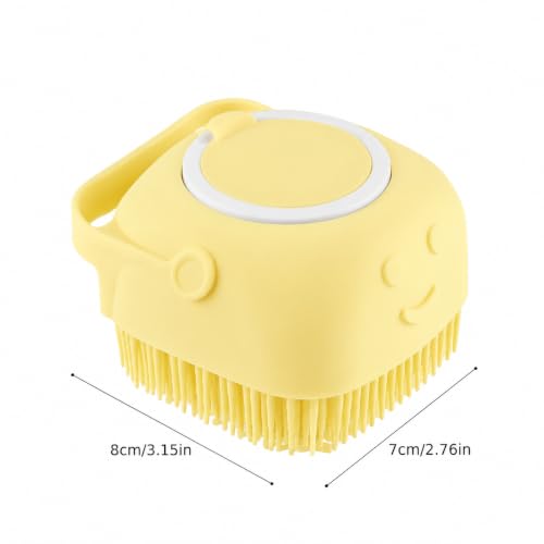 Pet Grooming Bath Brush with Soap Dispenser, Soft Silicone Bristle Massage Brush for Dogs and Cats, Shower Bathing Tool for Long Short Hair