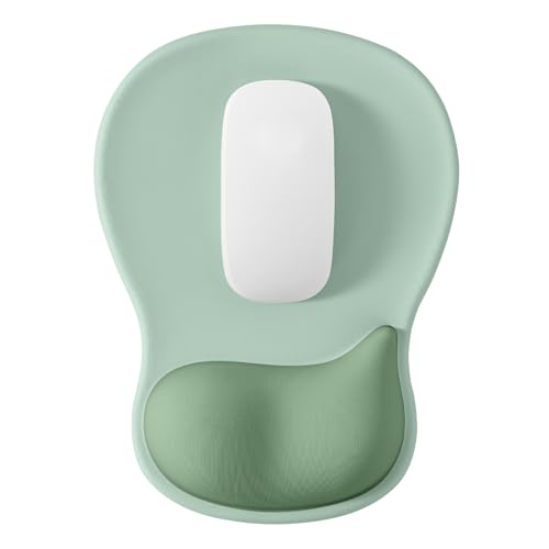 EooCoo Mouse Pad with Gel Wrist Rest, Ergonomic Mousepad Wrist Alignment | Middle Concave Design for Natural Wrist Alignment, Non-Slip Base Mousepad, Carpal Tunnel Relief, Office Desk Accessories - color: Avocado Green