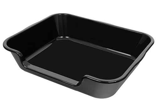 Extra Large Low Entry ABS Cat Litter Box, Black, 24" L x 20" W, 1 Pack | Durable low entry litter box, non-stick, odor-free, ideal for seniors, kittens, rabbits, large cats and multi-pet homes. - color: Black, size: Large (Pack of 1)