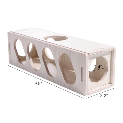 Hamster Wooden Tunnel, Pet Mouse Training Hideout Tunnel Small Animals Exploring Toy Natural Wood Rat Secret Peep Shed Tunnel
